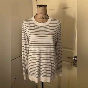 Banana Republic White Black Striped silk cashmere daydreamer sweater large 12